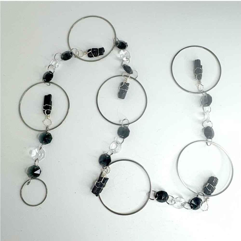 Handmade One of a Kind Gemstone Wall Hanging with Black Tourmaline & Crystals